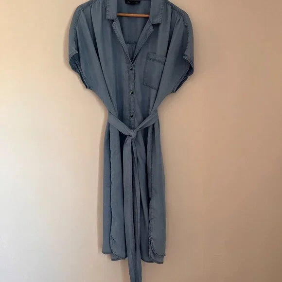 A Pea in the Pod Cotton Chambray Maternity & Nursing Short Sleeve Dress | M - Picture 8 of 8